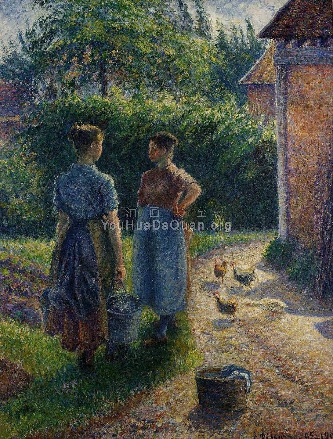 Peasants Chatting in the Farmyard, Eragny - 卡米耶·毕沙罗